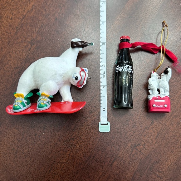 3 Vintage Coca-Cola Coke Christmas Ornaments Polar Bear Snowboard - Picture 9 of 11